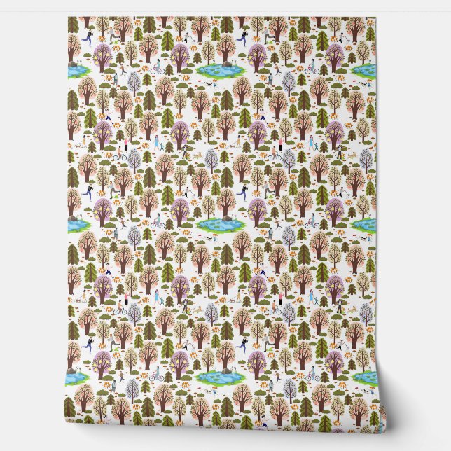 Een wandeling in het park behang (Afrollen)