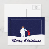 Een wandeling met Sneeuwman Kerstvakantie Ansichtk Feestdagenkaart (Voorkant / Achterkant)