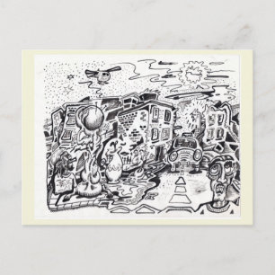 Een wandeling naar huis laat op de avond briefkaart