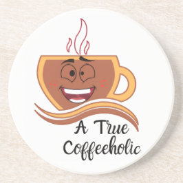 Een ware koffieverslaafde zandsteen onderzetter
