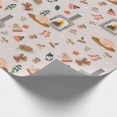 Een warm winterpatroon gevuld met katten en winter cadeaupapier (Hoek)