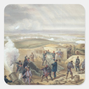 Een warme dag in de batterijen, bord van 'The Seat Vierkante Sticker