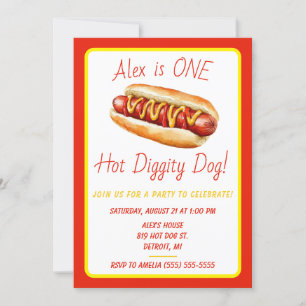 Een warme hond! Hot Dog eerste verjaardag Kaart