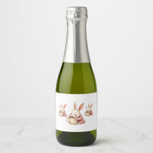 Een warme knuffel in een kop ochtendknuffels Bunny Sparkling Wijnetiket