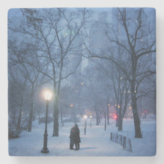 Een warme kus op een koude nacht stenen onderzetter