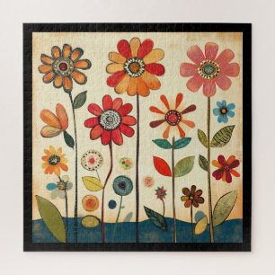 Een warme terracotta Zinnia-perceel Legpuzzel