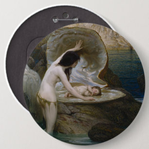 Een Waterbaby & Zeewier Bikini Nymph Sirene Ronde Button 6,0 Cm