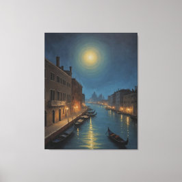 Een waterkanaal met boten en gebouwen achterin canvas afdruk