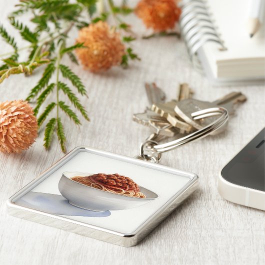 Een Waterverf schilderij van Spaghetti Bolognese Sleutelhanger (Zijkant)