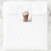Een Waterverf Tekening van Chocolate Milkshake Vierkante Sticker (Tas)