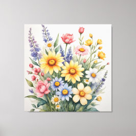 Een waterverf van bloemen canvas afdruk