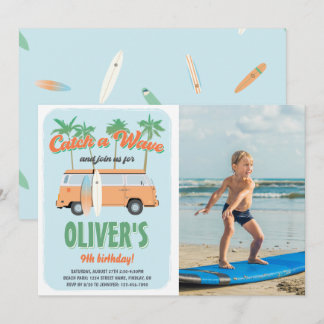 Een Wave Surf opvangen Foto Birthday Party Kaart