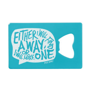 Een Way Typografie Motivatie Citaat Kredietkaart Flessenopener