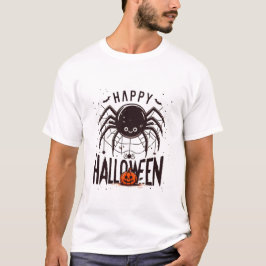 Een Web van Plezier: Gelukkige Halloween en Spin T-shirt