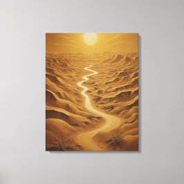Een weg door een woestijn canvas afdruk
