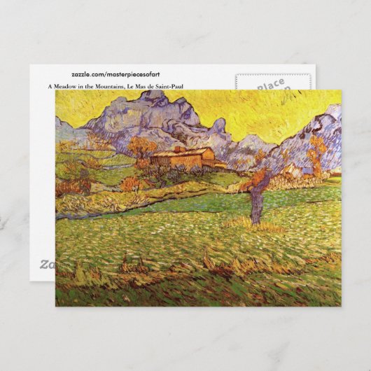 Een weide in de bergen, Vincent van Gogh Briefkaart (Voorkant / Achterkant)