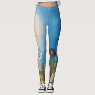 Een weide van wilde bloemen leggings