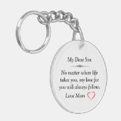 Een welgemeend geschenk voor mijn zoon sleutelhanger (Voorkant Links)