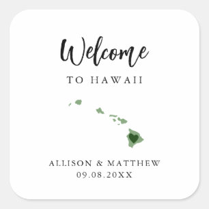 Een welkomsttas of doos met kleurpotje voor Hawaii Vierkante Sticker