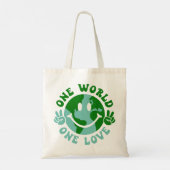 Eén wereld-één-liefdesvrede op aarde tote bag (Achterkant)
