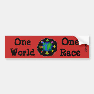 Eén wereld, één ras bumpersticker