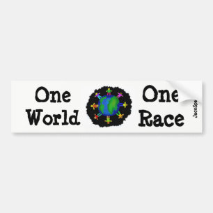 Eén wereld, één ras bumpersticker
