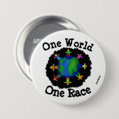 Eén wereld, één ras ronde button 7,6 cm (Voorkant /achterkant)