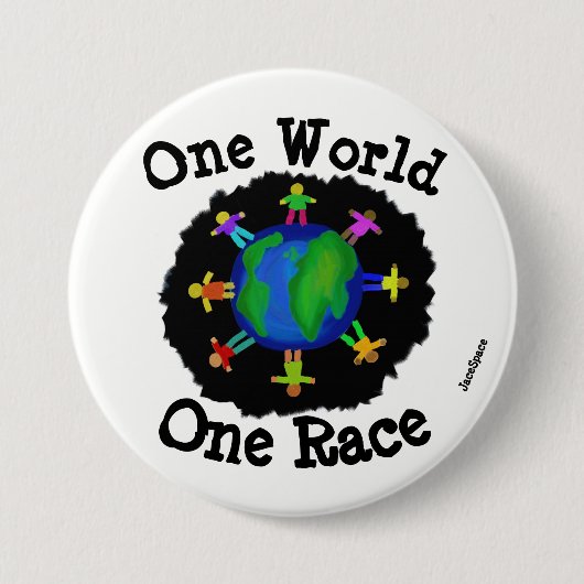 Eén wereld, één ras ronde button 7,6 cm (Voorkant)