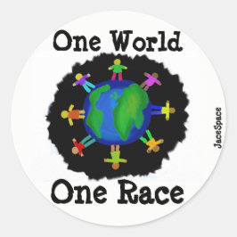 Eén wereld, één ras ronde sticker