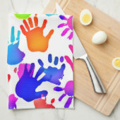 Een wereld van handen in kleur theedoek (Quarter Fold)