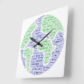 Een wereld van talen vierkante klok (Hoek)