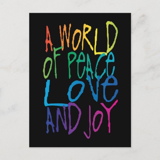 Een wereld van vrede, liefde en vreugde briefkaart (Voorkant)