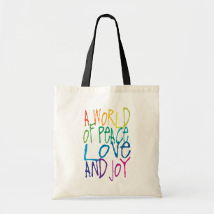 Een wereld van vrede, liefde en vreugde tote bag