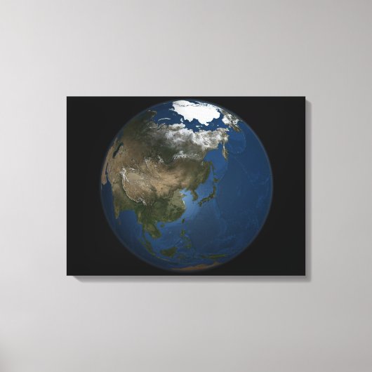 Een wereldwijd uitzicht over Azië met Arctisch zee Canvas Afdruk (Voorkant)