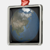 Een wereldwijd uitzicht over Azië met Arctisch zee Metalen Ornament (Links)
