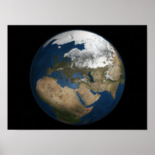Een wereldwijd uitzicht over Europa en Scandinavi Poster