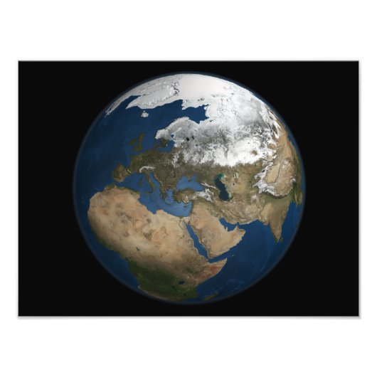 Een wereldwijd uitzicht over Europa en Scandinavië Foto Afdruk (Voorkant)