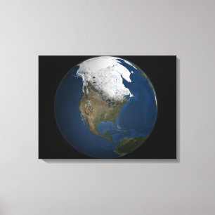 Een wereldwijd uitzicht over Noord-Amerika Canvas Afdruk