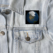Een wereldwijd uitzicht over Noord-Amerika Vierkante Button 5,1 Cm (In situ)