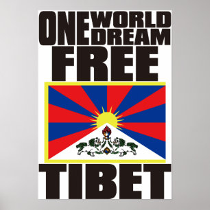 ÉÉN WERELDWIJDE DROOM VRIJE TIBET POSTER
