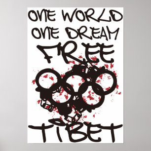 ÉÉN WERELDWIJDE DROOM VRIJE TIBET POSTER