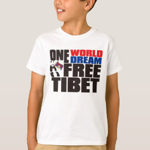 ÉÉN WERELDWIJDE DROOM VRIJE TIBET T-SHIRT