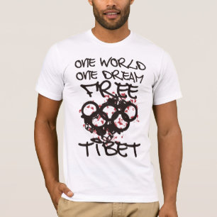 ÉÉN WERELDWIJDE DROOM VRIJE TIBET T-SHIRT