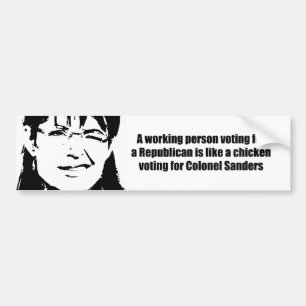 Een werkende persoon die voor een Republikein stem Bumpersticker