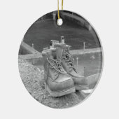 Een werklaarzen van het Man Keramisch Ornament (Links)