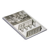 Een werkplaats en gereedschap van de spiegelmaker, notitieboek (Rechterzijde)