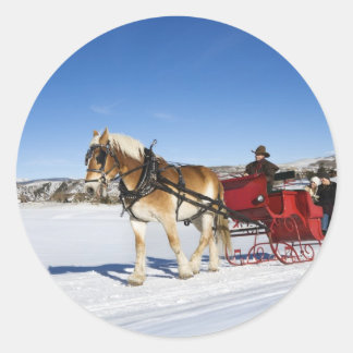 Een Westerne kerst - Paardenkerstslee Ronde Sticker