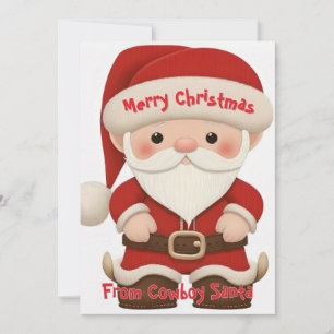 Een Whimsical Cowboy Kerstman Kerstkaart