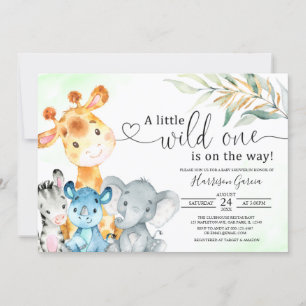 Een Wild One Oerwoud Animals Safari Baby shower Kaart