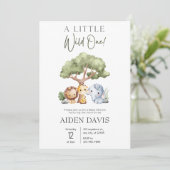 Een Wild One Schattige Oerwoud Safari Baby shower Kaart (Staand voorkant)